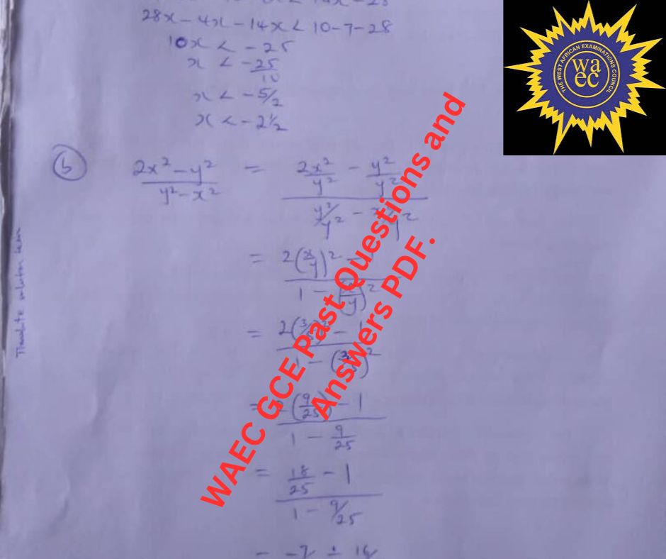 WAEC GCE Past Questions and Answers