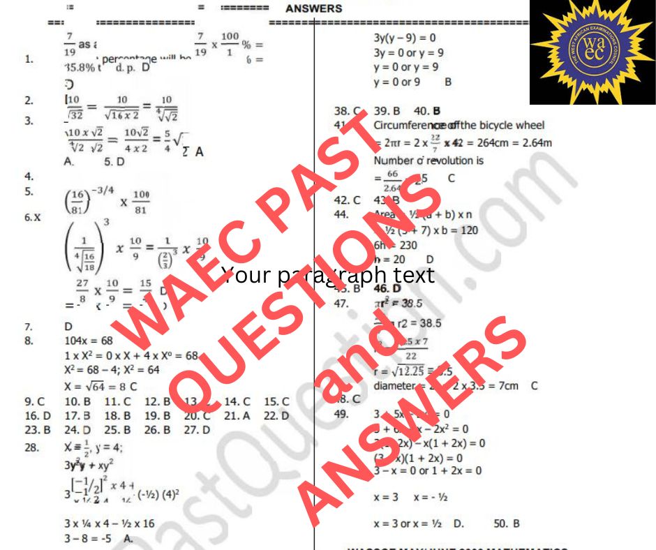 WAEC Past Questions and Answers